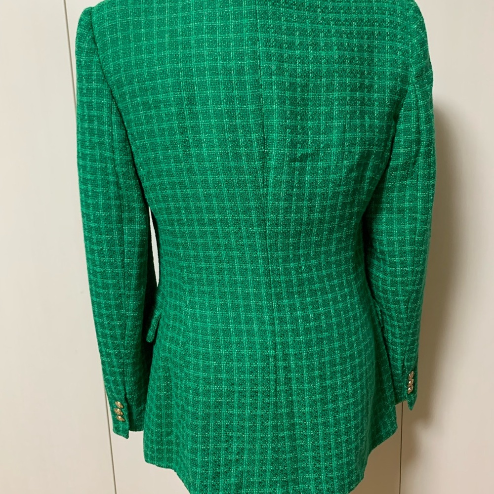 BNWT Zara Green Blazer with Checkered Pattern Sz S - Picture 3 of 5